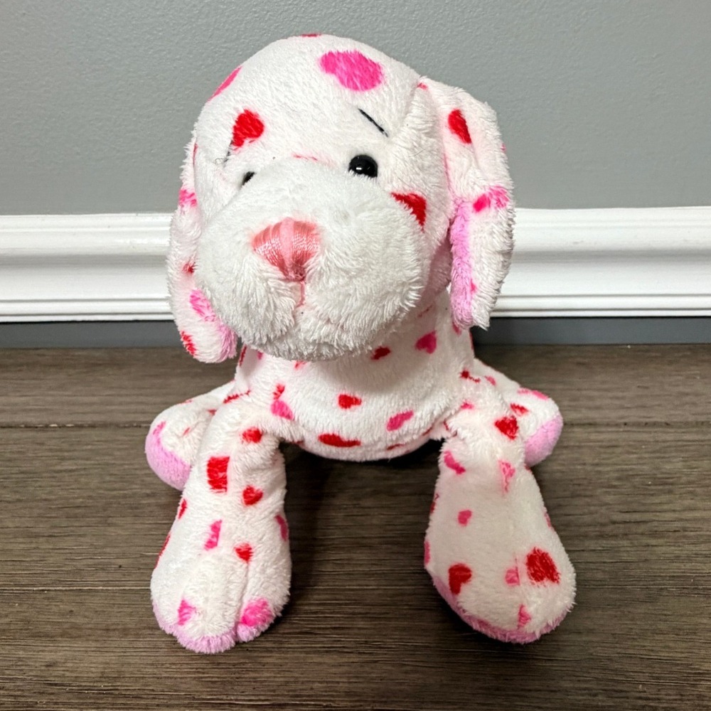 Retired Ganz Webkinz Red Heart Spotted Valentine Love Puppy Plush